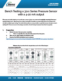 3100 Series Pressure Sensor 4-20 mA Bench test