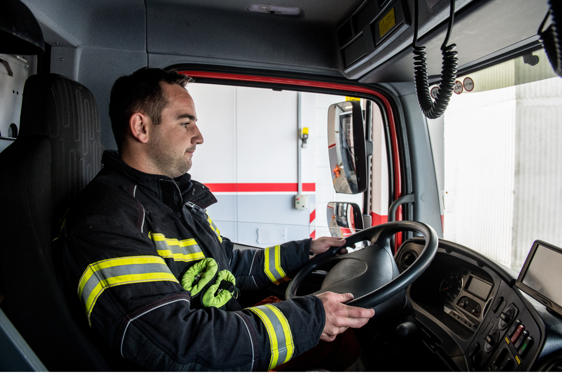 Firefighter Driving Fire truck