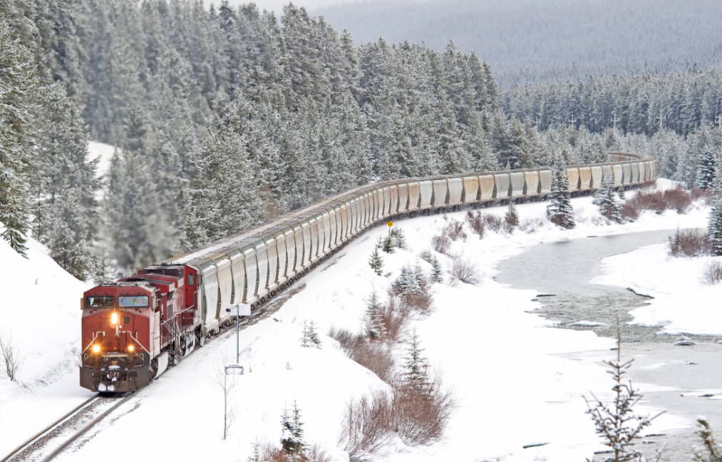 Train through snow