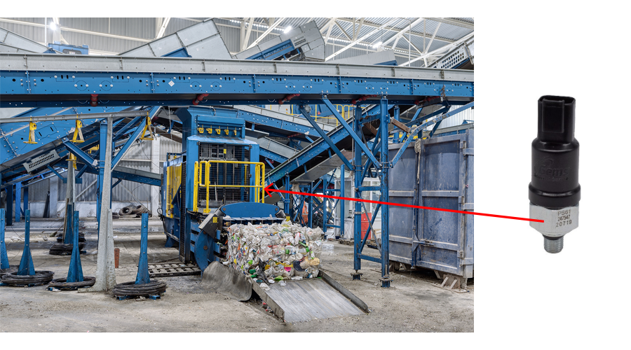 Picture showing a household waste sorting and recycling plant press