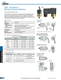 Gems PS61-30-2MNS-B-FLSF18 Series PS61 OEM Subminiature Pressure Switch SPST N.C Circuit 18 FCT Flying Leads with Tubing 1/8 MNPT SS Fitting 75-275 psi Range Pack of 10 
