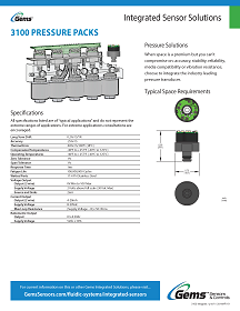 Gems Sensors Catalog, Integrated Sensor Solutions - 3100 Pressure Packs