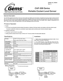 Details about   Gems Sensors 240640 CAP-300 Reliable Coolant Level Sensor 