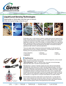 Liquid Level Sensing Technologies